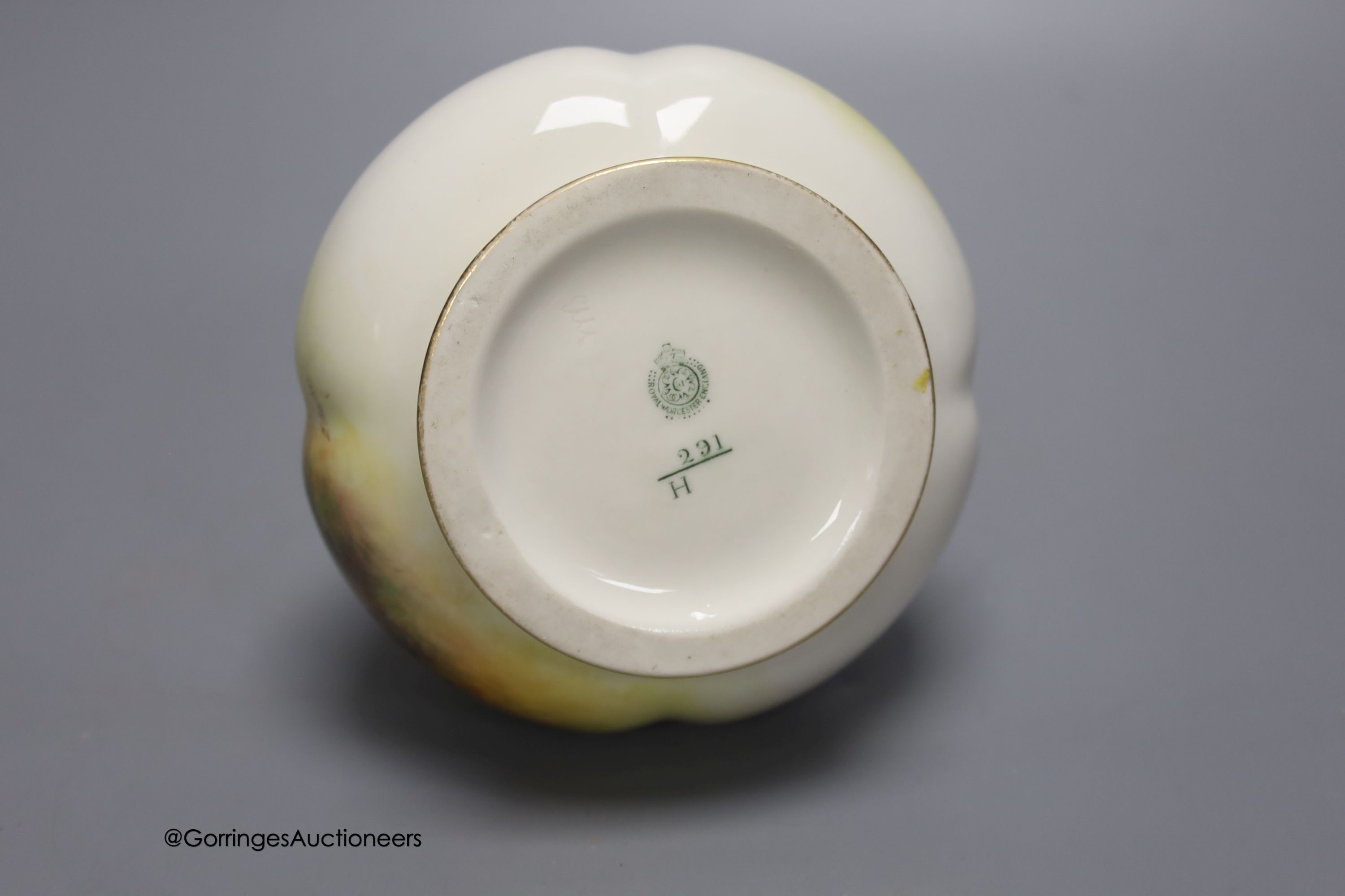 A Royal Worcester vase, painted with Highland sheep, signed E. Barker, 11cm
